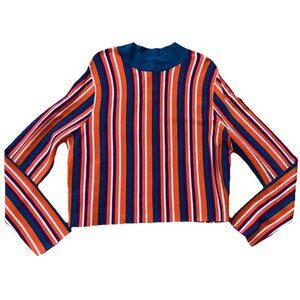 Victor Glemaud Target Sweater Womens XL Striped Mock Turtleneck Pullover Orange